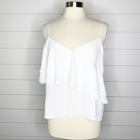J. Crew Tops - J.Crew Drapey Ruffle Ivory V-Neck Cami Tan…
